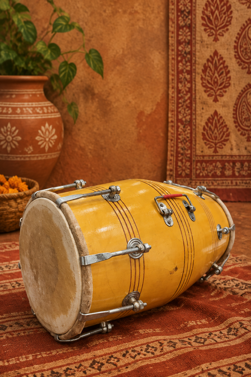 Traditional Wooden Dholak